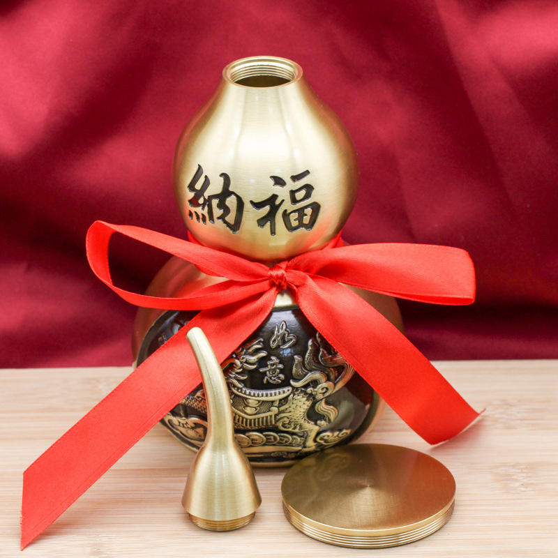 复制16CM brass Kirin gourd brings wealth and fortune to the living room and office desktop decoration