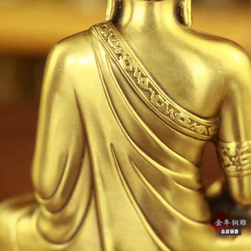Brass Sitting Lotus Buddha Double Lotus Sitting Shakyamuni Buddha Height 19 cm