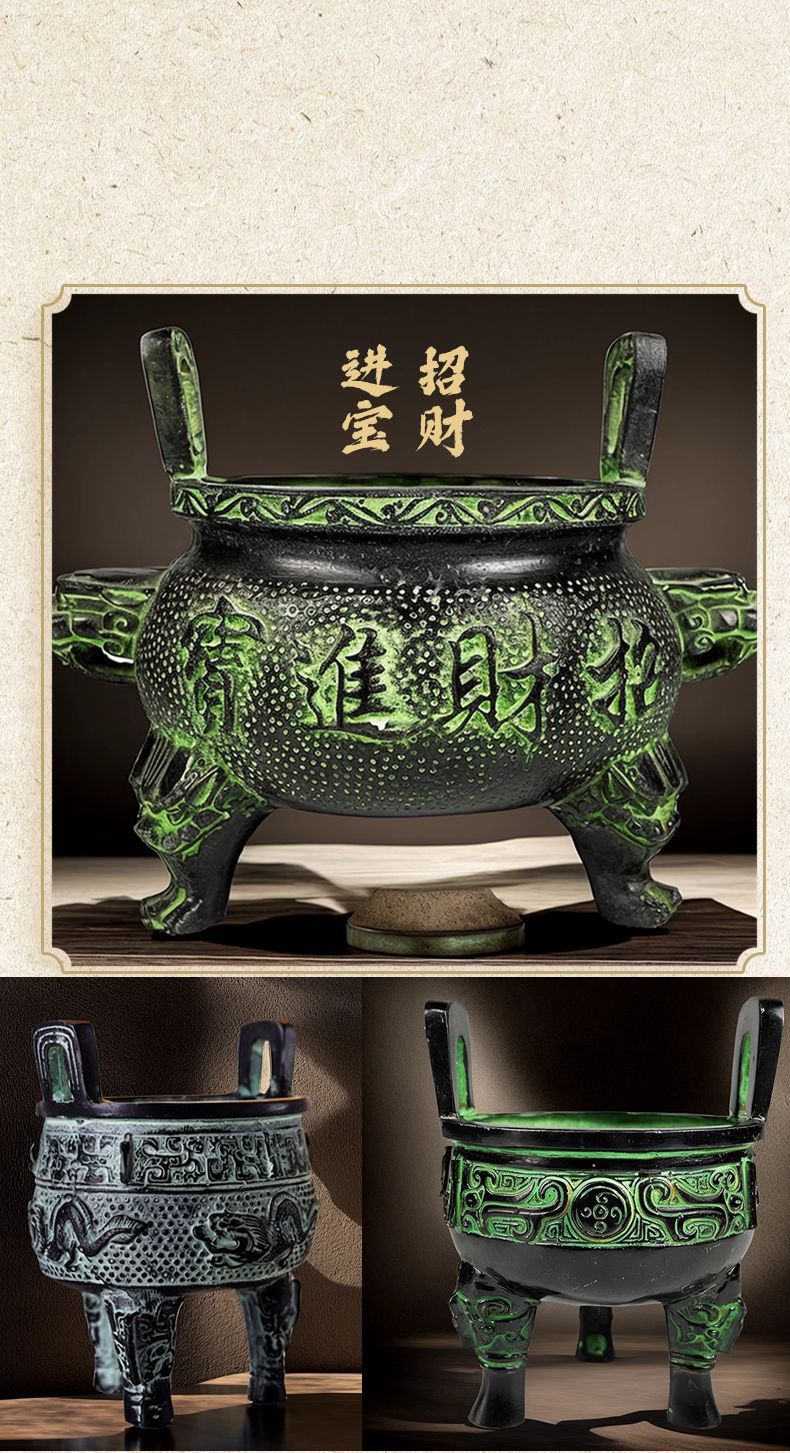 9.5cm antique bronze office ornament, Simuwu tripod, Luoyang tripod