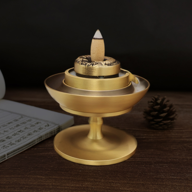 Brass stone mill reflux incense burner plate incense burner for household use