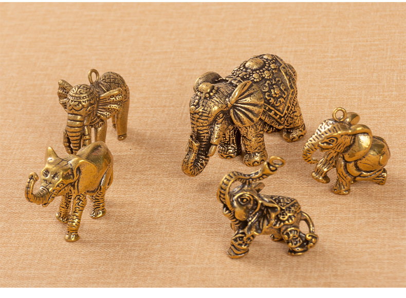 Solid brass elephant ornament imitating ancient auspicious and lucky elephants