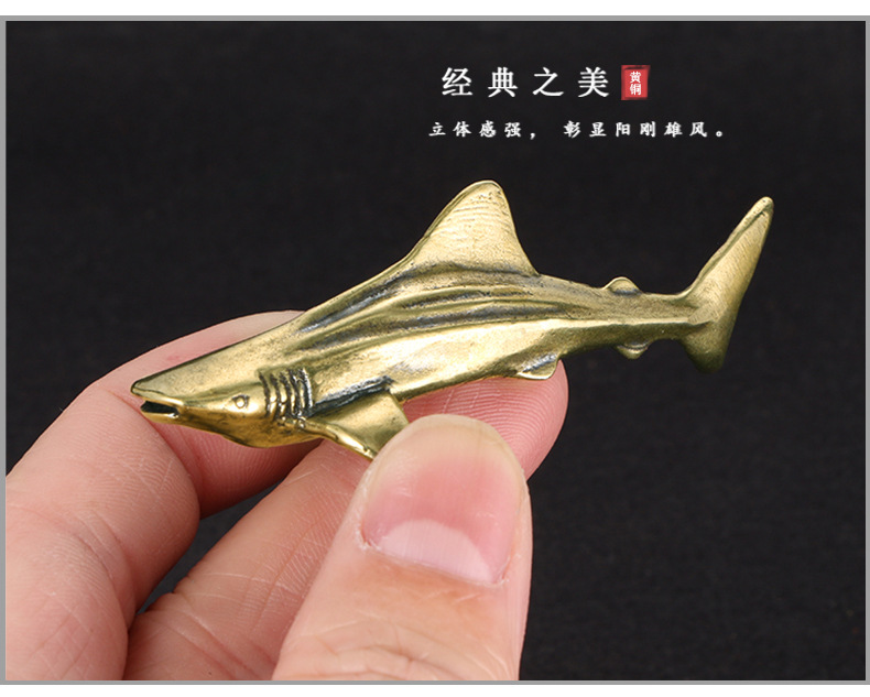Handmade brass American style creative shark ornament