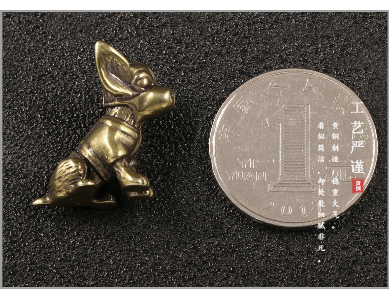 Handmade Copper Carving Solid Copper Dog Brass Ornament Cute Dog Zodiac Dog