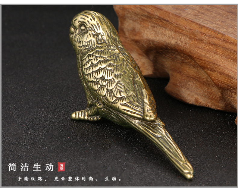 Solid brass magpie ornament, playful tea pet decoration, birds and sparrows