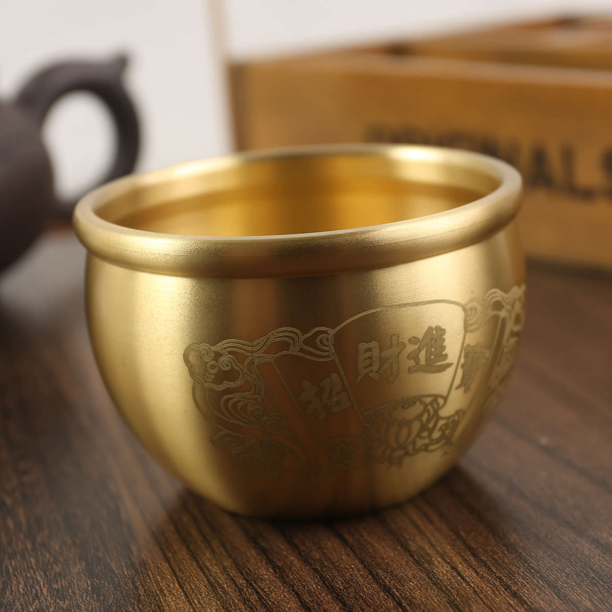 Creative ornament, pure copper treasure pot, golden cicada jar, copper ware