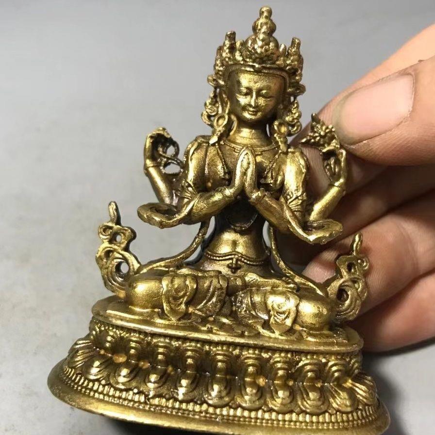 Four arm Guanyin Buddha statue ornament, Tibetan Guanyin living room home crafts