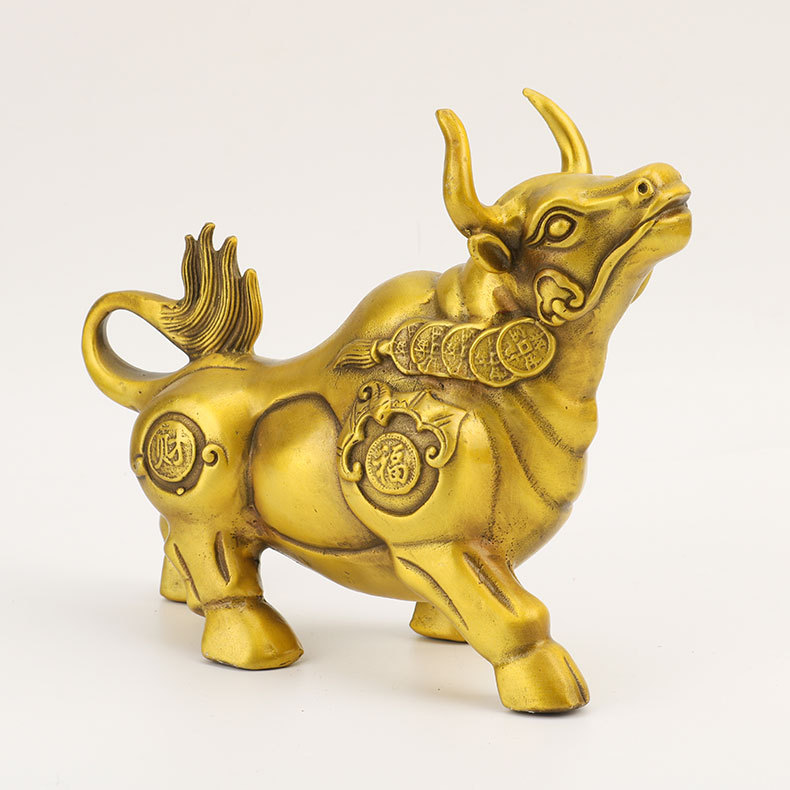 Copper Bull Ornament Head up Wealth Bull Home Bronze Ware