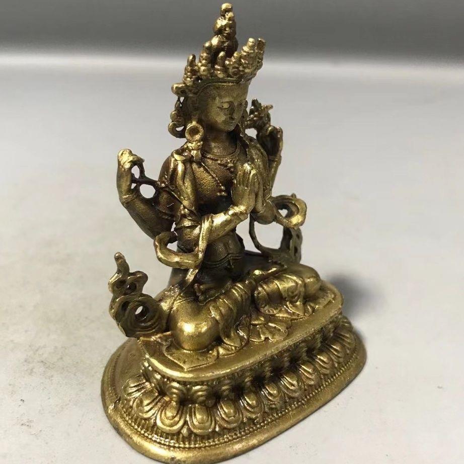 Four arm Guanyin Buddha statue ornament, Tibetan Guanyin living room home crafts