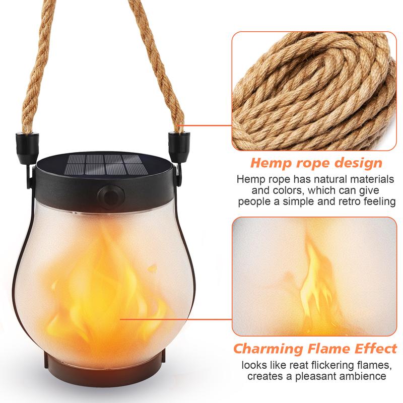 Solar Lantern Outdoor Lights, Upgraded Flickering Flame Solar Lantern Outdoor Waterproof Lights,