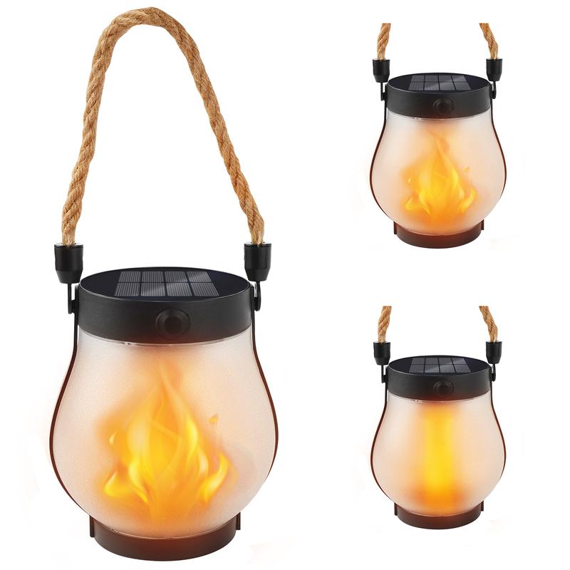 Solar Lantern Outdoor Lights, Upgraded Flickering Flame Solar Lantern Outdoor Waterproof Lights,