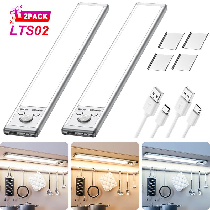 Under Cabinet Lights,76LED Motion Sensor Night Light Indoor，1500mAh USB Rechargeable Light，Magnetic Dimmable Lights for Kitchen, Stairs，Wardrobe Lighting