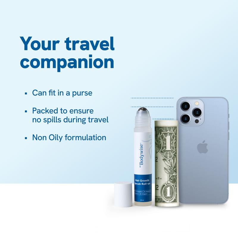 Be Bodywise Advanced Hair Growth Roll-On Serum | 3% Rosemary | 2% Aminexil | 3% Redensy l 2% Anagain | Precision Scalp Applicator | Paraben & Sulphate Free | Non oily and mess free