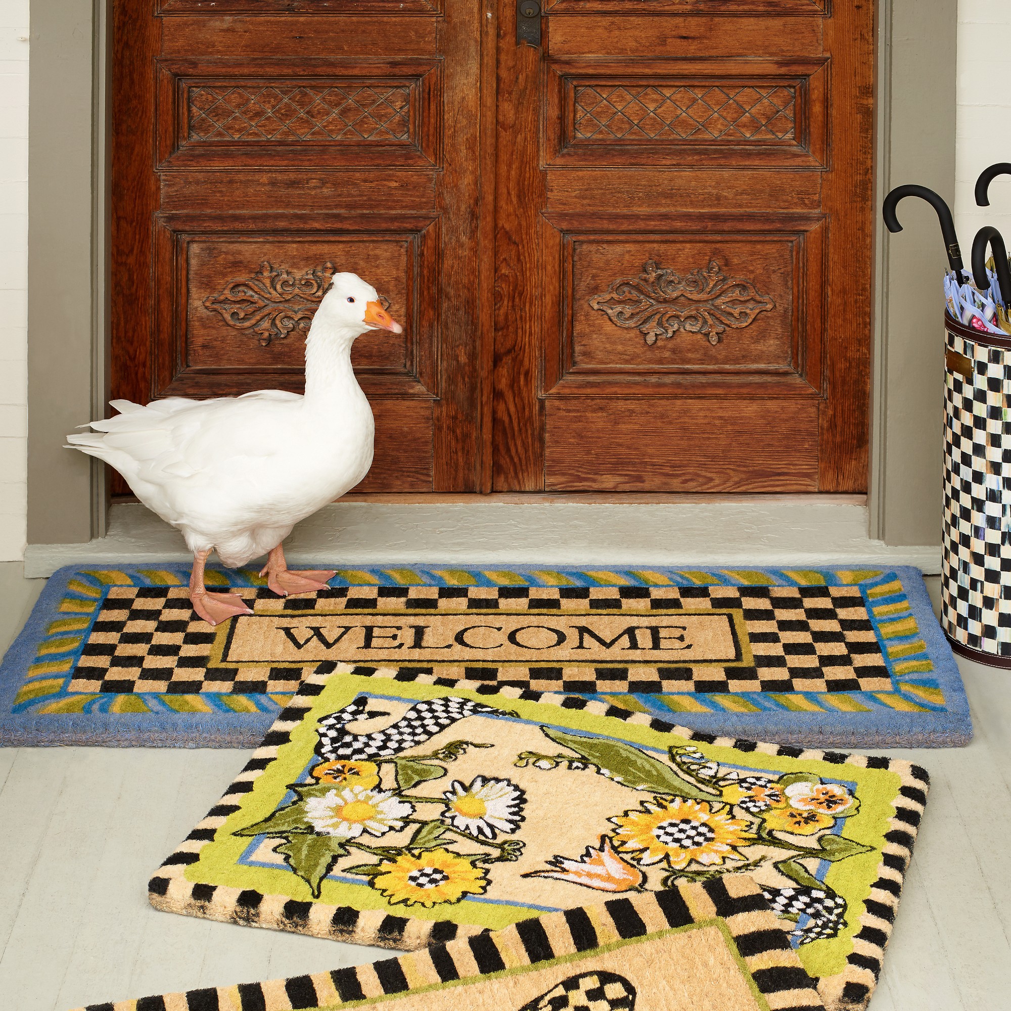 MacKenzie-Childs Welcome Periwinkle Double Doormat
