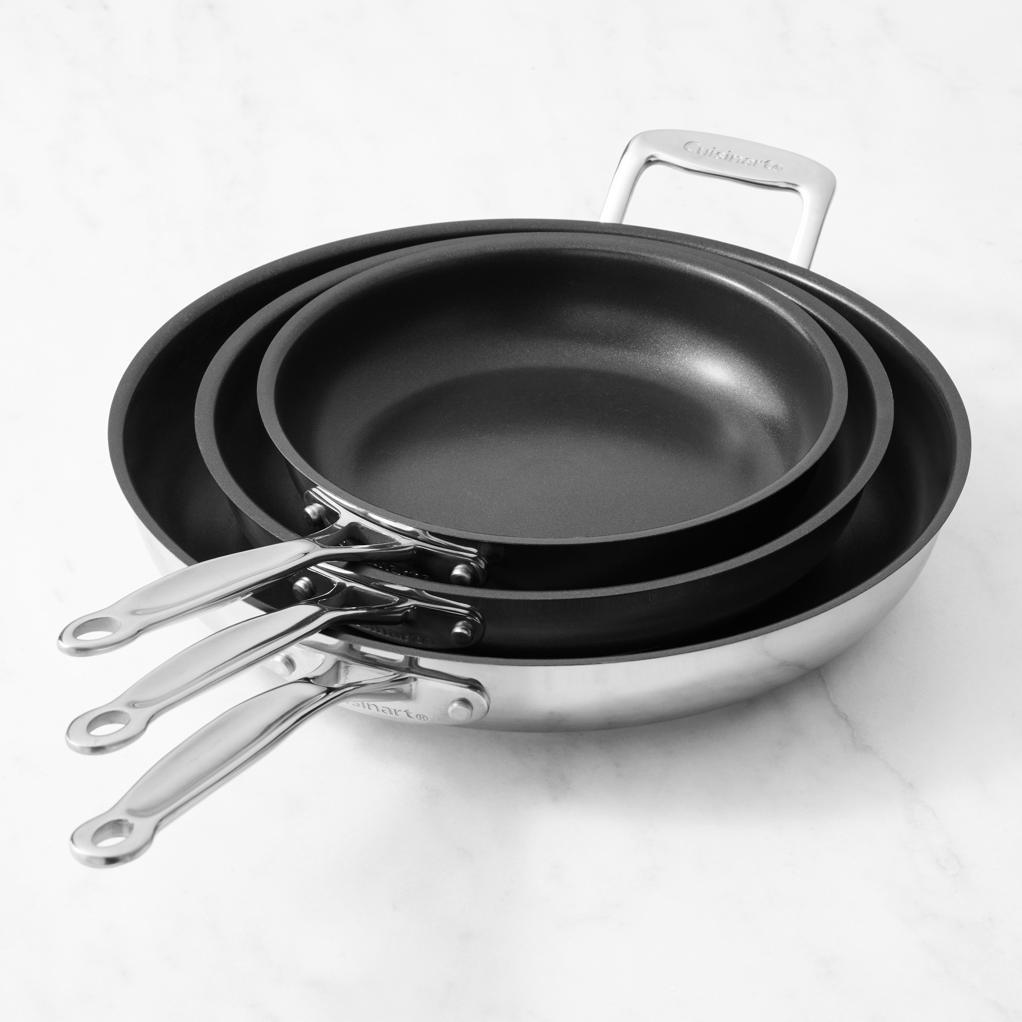 Cuisinart Chef's Classic Stainless-Steel Nonstick Fry Pans, Set of 3