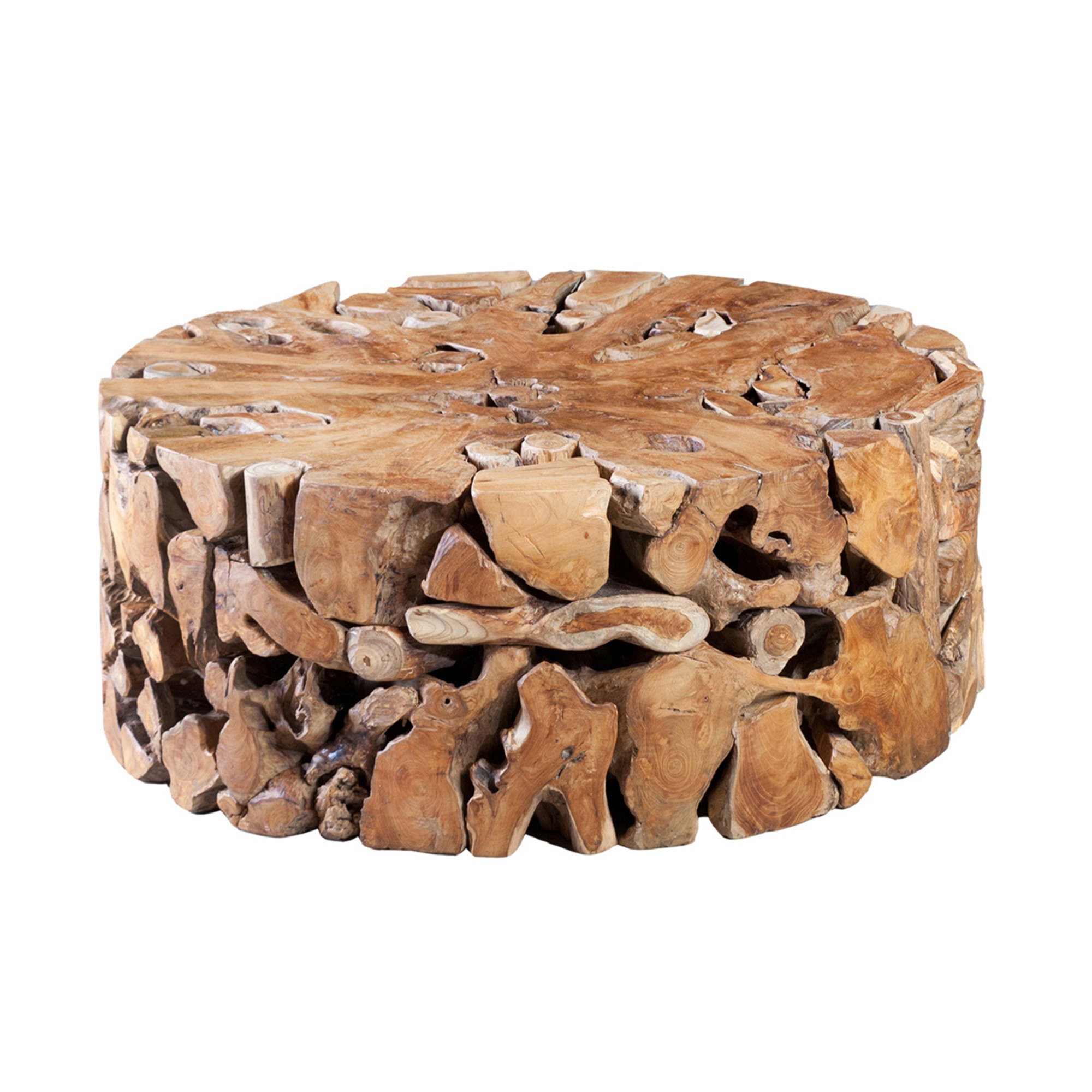 Sliced Teak Round Coffee Table (39