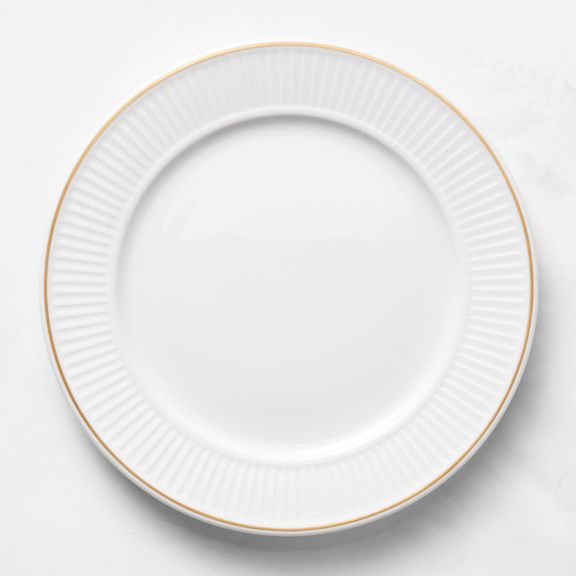 Pillivuyt Plisse Gold Porcelain Dinner Plates, Set of 4