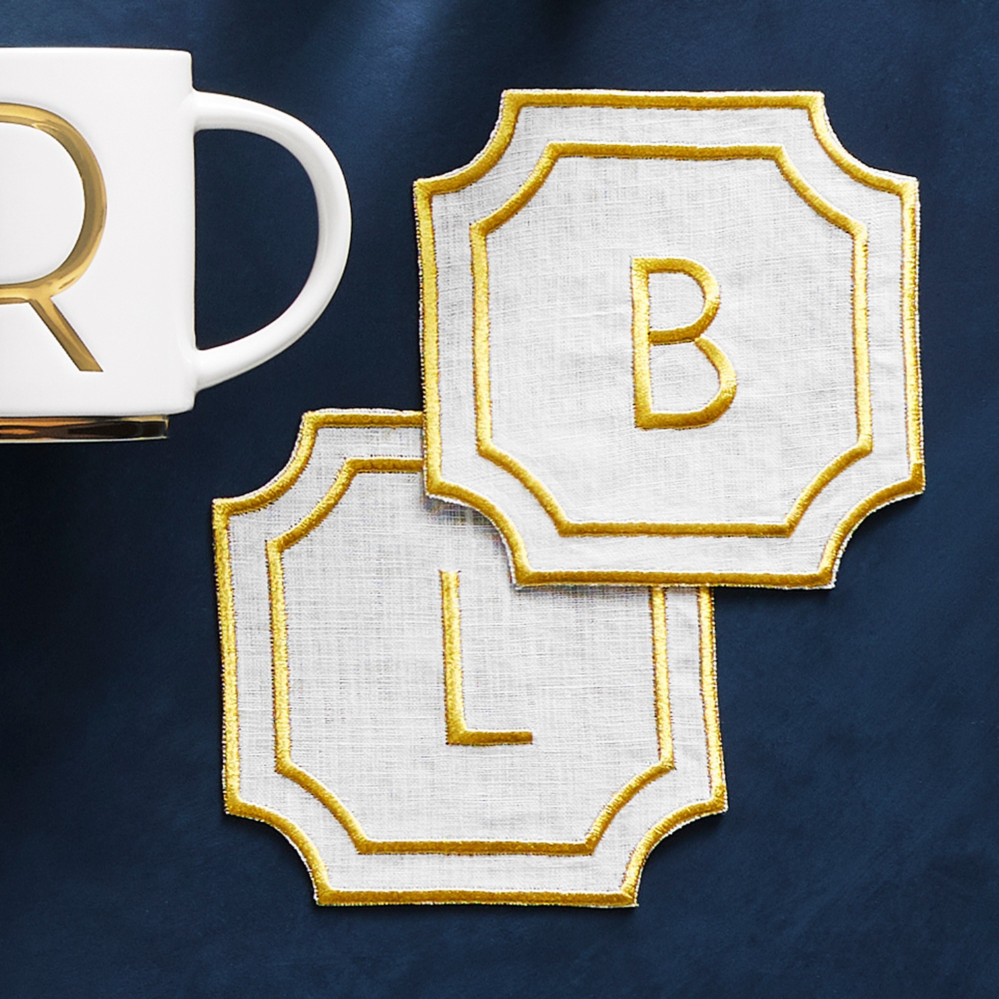 Cartouche Monogram Coasters, Set of 4