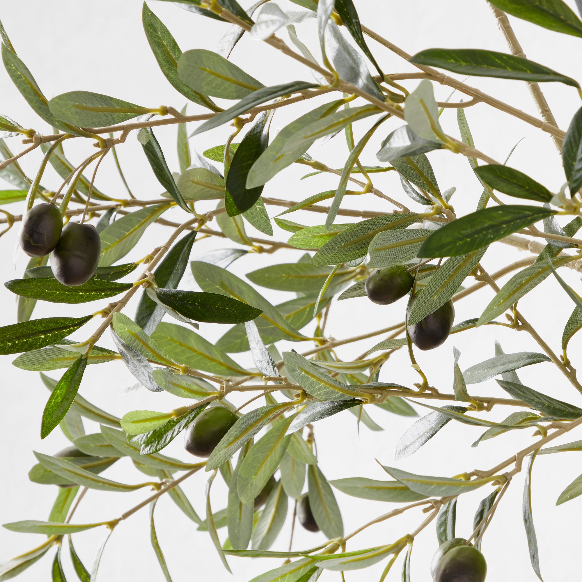 Faux Olive Tree in Plastic Pot, 1,500 Leaves, 95
