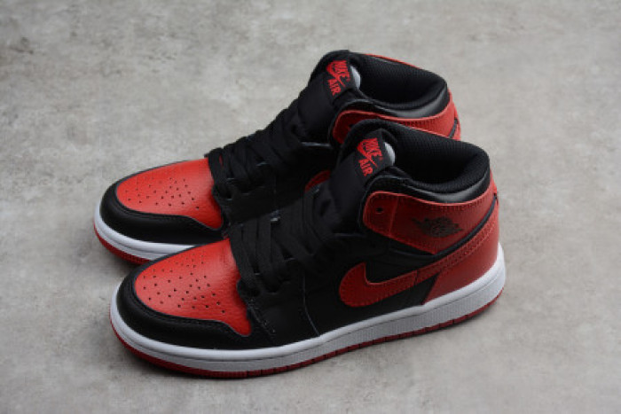 KIDS AIR JORDAN 1 RETRO HIGH OG BANNED BRED BLACK RED 555088 001 - CCSHOES