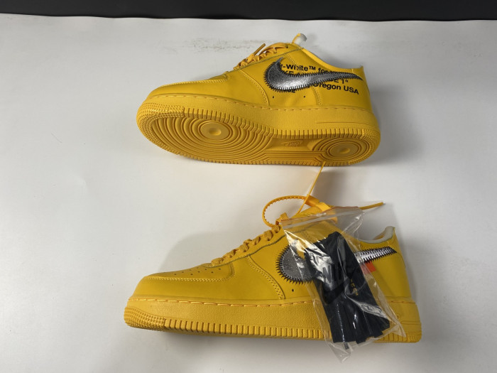 Nike Air Force 1 Low OFF-WHITE University Gold Metallic Silver DD1876-700 - CCSHOES