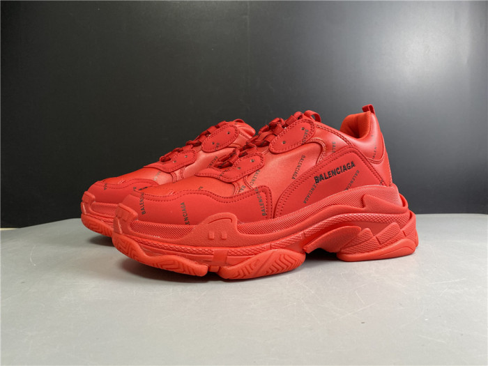 BLCG ALL OVER LOGO TRIPLE S SNEAKER RED 524039 W2FA1 7632 - CCSHOES
