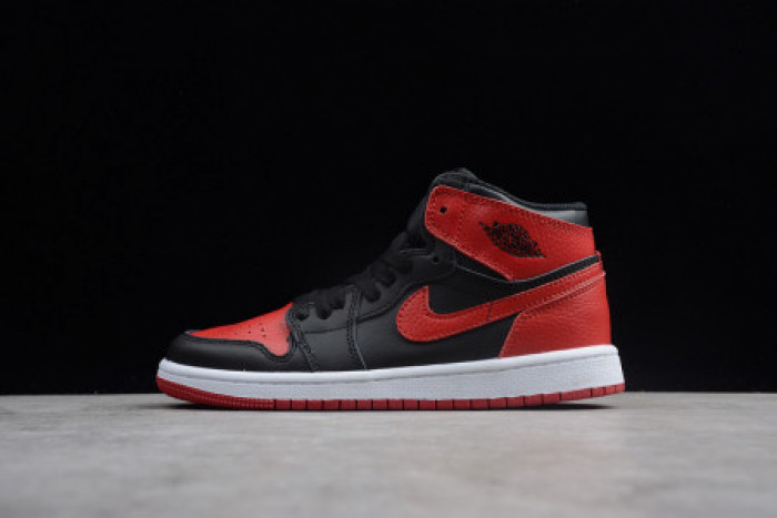 KIDS AIR JORDAN 1 RETRO HIGH OG BANNED BRED BLACK RED 555088 001 - CCSHOES