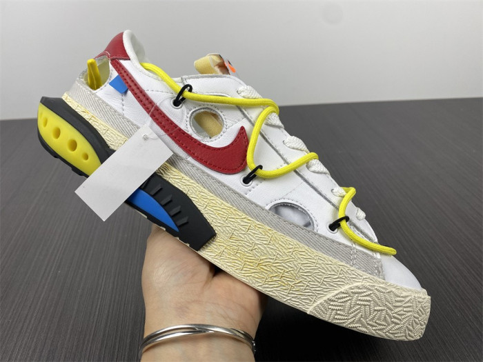Off-White x Nike Blazer Low "White/University Red" DH7863-100 - CCSHOES