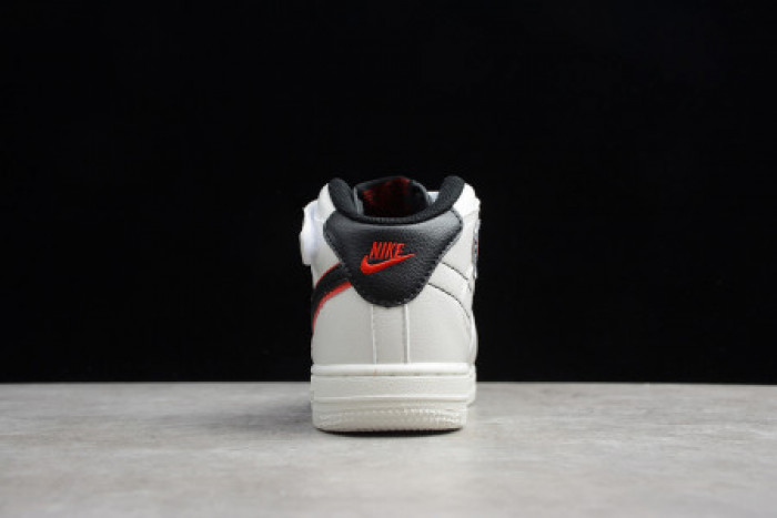 KIDS NIKE AIR FORCE 1 MID 07 WHITE BLACK RED 314197-101 - CCSHOES