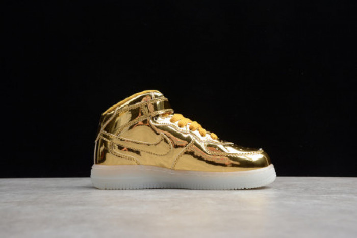 KIDS NIKE AIR FORCE 1 MID WB METALLIC GOLD 314197-8100 - CCSHOES