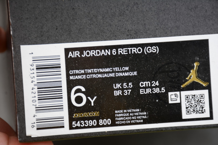 Air Jordan 6 Retro Dynamic Yellow Floral (GS) 543390-800 - CCSHOES