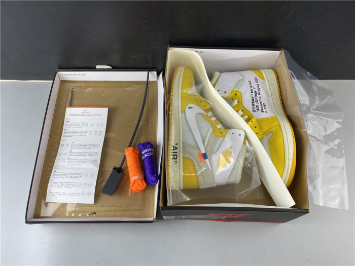 Air Jordan 1 x Off-White NRG White/Dark Powder Yellow-Cone AQ0818-149 - CCSHOES