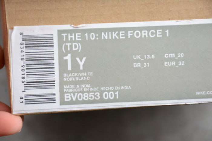 AIR FORCE 1 LOW OFF-WHITE BLACK (TD) BV0853-001 - CCSHOES