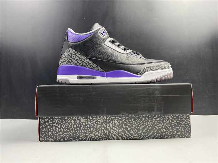 Air Jordan 3 Retro Black Court Purple CT8532 050 - CCSHOES
