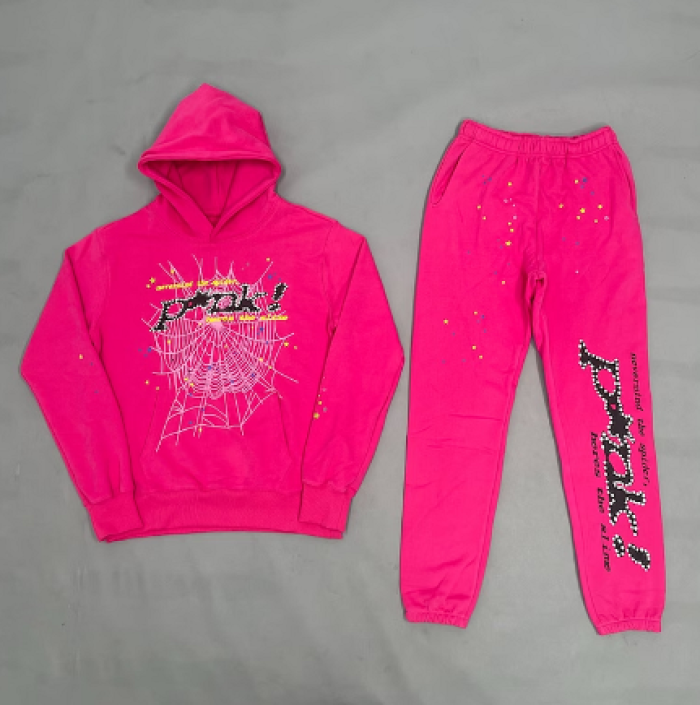 Men's Sp5der Print Tracksuit Two Piece Set - CCSHOES