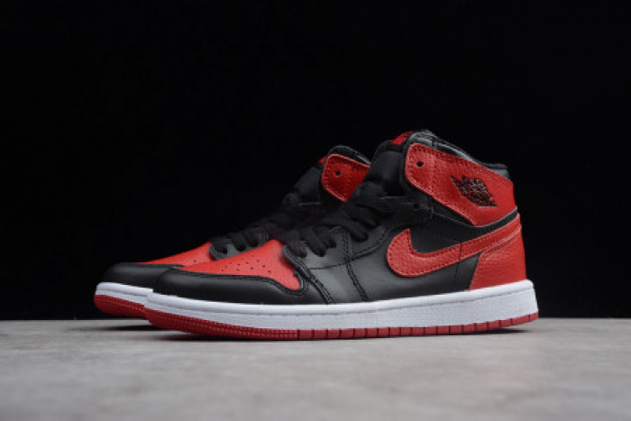 KIDS AIR JORDAN 1 RETRO HIGH OG BANNED BRED BLACK RED 555088 001 - CCSHOES