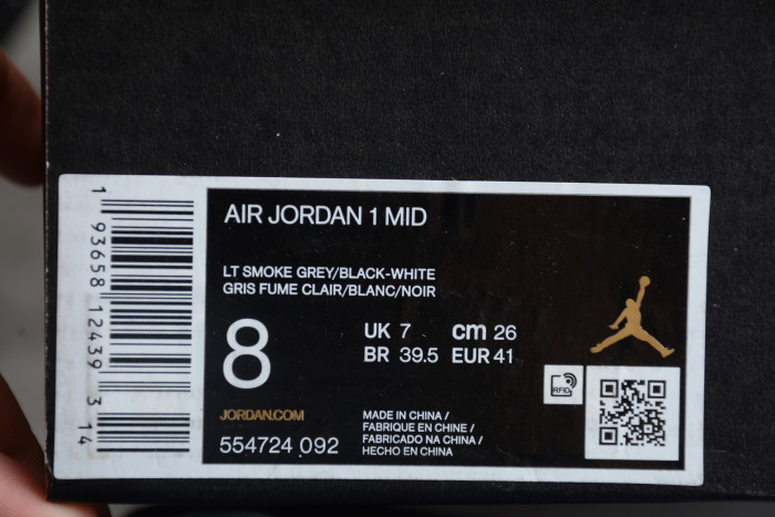 AIR Jordan 1 Mid Light Smoke Grey 554724-092 - CCSHOES