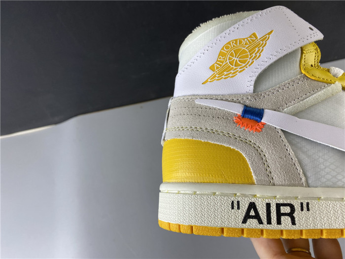 Air Jordan 1 x Off-White NRG White/Dark Powder Yellow-Cone AQ0818-149 - CCSHOES