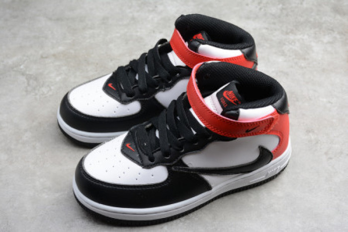 KIDS NIKE AIR FORCE 1 MID 07 X TRAVIS SCOTT WHITE BLACK RED 314197-016 - CCSHOES
