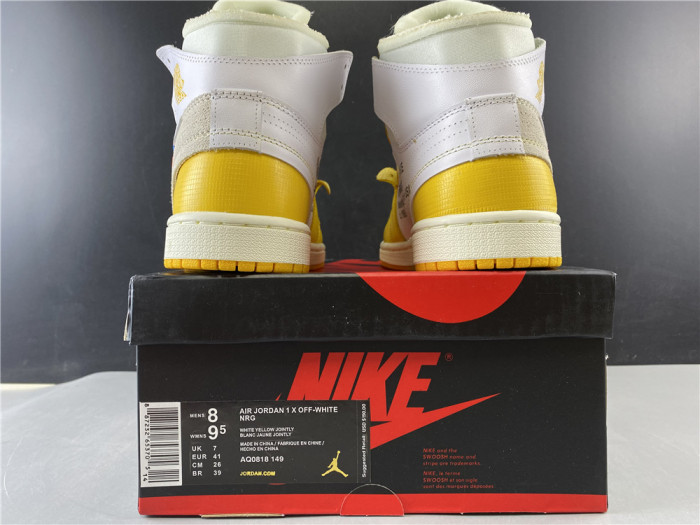Air Jordan 1 x Off-White NRG White/Dark Powder Yellow-Cone AQ0818-149 - CCSHOES