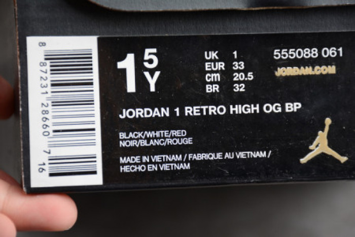KIDS AIR JORDAN 1 RETRO HIGH OG 'GYM RED' 555088-061 - CCSHOES
