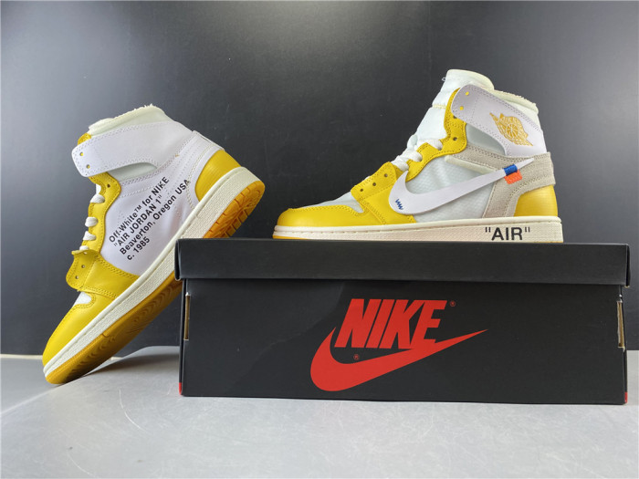 Air Jordan 1 x Off-White NRG White/Dark Powder Yellow-Cone AQ0818-149 - CCSHOES