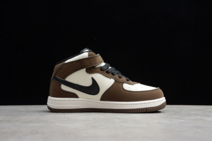 KIDS NIKE AIR FORCE 1 MID 07 X TRAVIS SCOTT BEIGE BROWN 314197-168 - CCSHOES