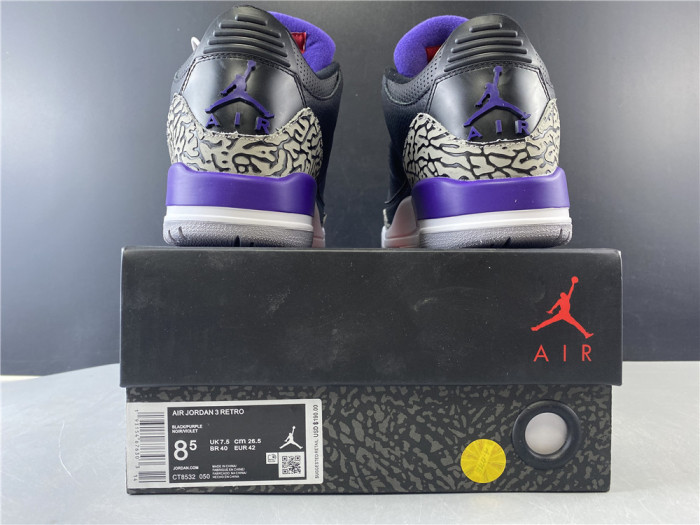 Air Jordan 3 Retro Black Court Purple CT8532-050 - CCSHOES