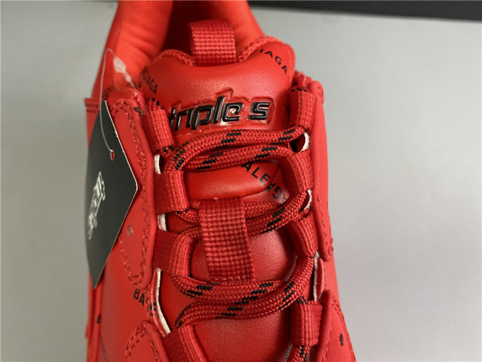 BLCG ALL OVER LOGO TRIPLE S SNEAKER RED 524039 W2FA1 7632 - CCSHOES