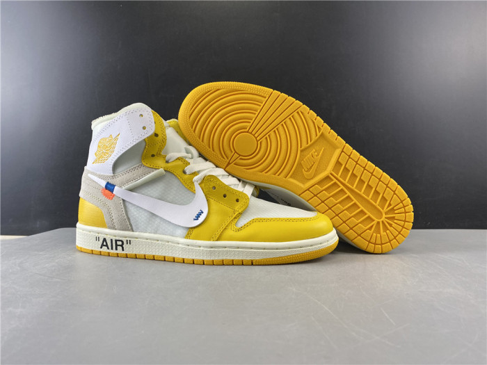 Air Jordan 1 x Off-White NRG White/Dark Powder Yellow-Cone AQ0818-149 - CCSHOES