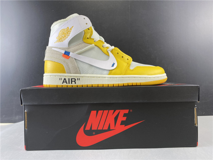 Air Jordan 1 x Off-White NRG White/Dark Powder Yellow-Cone AQ0818-149 - CCSHOES