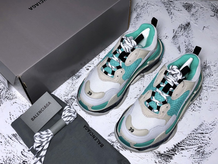 Balencaiga Triple S White Grey Turquoise (W) 524039 W09OH 3005 - CCSHOES