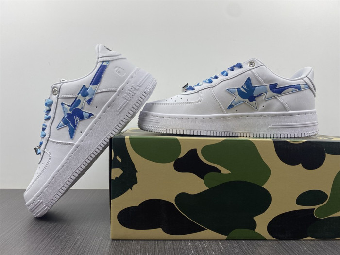 A BATHING APE SK8 STA LOW WHITE ABC CAMO BLUE - CCSHOES