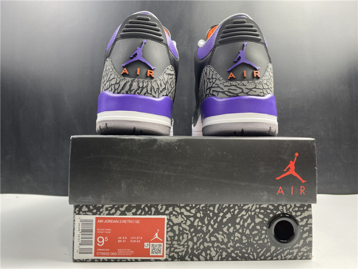 Air Jordan 3 Retro Black Court Purple CT8532 050 - CCSHOES