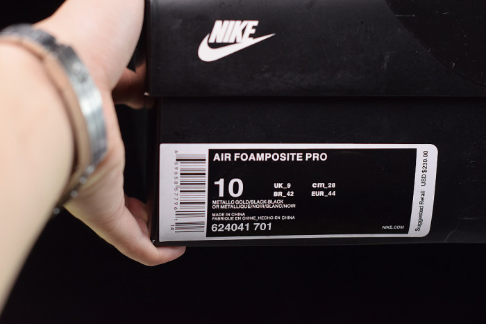 Nike Air Foamposite Pro “Metallic Gold” Black mens 624041-701 - CCSHOES
